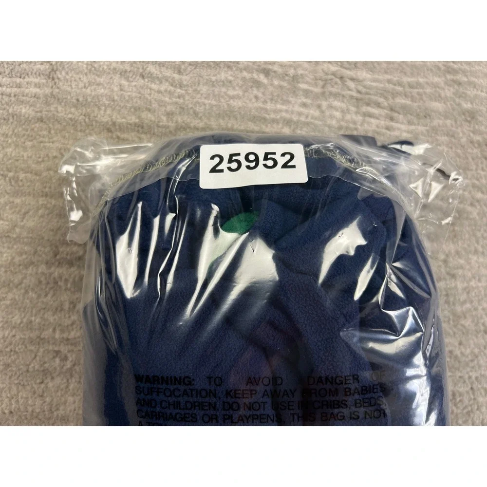 Cherokee Robe Kids Medium 8-10 Navy Blue Green Fleece Sleepwear Shawl Collar Tie